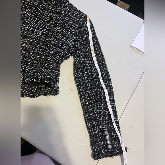 Derek Lam Tweed Scoop Neck Cropped Blazer Jacket - Picture 10 of 16